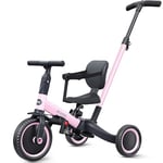 newyoo Trike with Parent Handle for 1-3 Year Old, Toddler Bike, Baby Balance Bike, Birthday Gift & Ride-On Toy for Boy & Girl, 5 in 1 Kids Tricycle, Baby Bike with Safety Belt, TR007, Pink