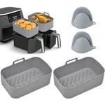 Pot en Silicone pour Ninja Friteuse À Air Double, 2PCS Doublures de Friteuse à Air Réutilisables, Silicone Air Fryer Basket, A[88]