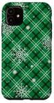 iPhone 11 Snowflakes Green Plaid Winter Christmas Pattern Case