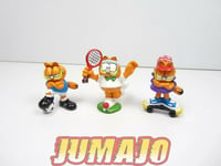 FIG10 lot 3 figurines PVC GARFIELD 4 cm tennis skate Foot