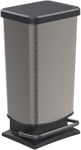 Rotho, Paso, Dustbin 40l with Pedal and lid, Plastic Waste Bin, Silver hexagon