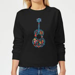 Coco Guitar Pattern Women's Sweatshirt - Black - S