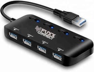 Hub Usb 3.0 4 Ports + 1 Micro Usb Avec Lumières Led Et Interrupteur D'Alimentation Individuel,Extra Léger,Ainsi Que Super Vitesse Pour Windows,Macbook Mac Pro Comme Accessoire