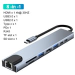 USB Hub USB Till Typ C Adapter USB Splitter Hub USB C HDMI Typ C Hub USB 3.0 För Macbook Air M1 Typ C Dock med flera portar Gray