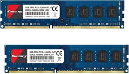 16Go Kit (2x8Go) DDR3L/DDR3 RAM1600MHz PC3-12800U UDIMM Unbuffered Non-ECC 1.35V CL11 2Rx8 Dual Rank 240 Pin UDIMM Bureau Mémoire RAM Module Upgrade