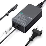 15V 2.58A 44W Chargeur pour Microsoft Surface Pro GO/Pro X/Book 1/2 Alimentation pour Ordinateur Portable Microsoft Surface Pro 3/4/5/6 avec USB Port Plage de Tension d'entrée: 100-240V.[G1487]