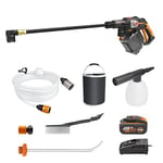 WORX Nitro 18V(20V Max) Nettoyeur Haute Pression sans Fil Hydroshot WG633E.1, PowerShare, Nettoyage de Terrasse Lavage de Voiture, Max. 56 Bar, 220L/H Batterie 4.0Ah et Chargeur