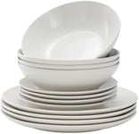 White Dinner Set Plates Bowls Kitchen Dining Judge Table Essentials 12 Piece