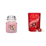 Yankee Candle Scented Candle | Fresh Cut Roses Medium Jar Candle| Burn Time: Up to 75 Hours & Lindt Lindor Milk Chocolate Truffles Box with a Smooth Melting Filling, 200 g