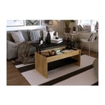 HAPPY Table basse relevable - Décor chene et noir - L 100 x P 50 x H 44 cm