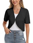 Totatuit Boléro Femme Chic Tricot gilet bolero Cardigan Veste Élégant Gilets Court Mousseline Manche Maille Vintage Tops Noir XXL