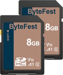 Carte Sd 8Go Lot De 2, Cartes Sdhc Mémoire Sd Classe 10, A1, U1, V10, Pour Appareil Photo, Dslr, Photographe[SDK200514]