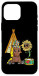 Coque pour iPhone 16 Pro Max Tente hippie cheval tournesol tipi tambour enfant fleurs tente