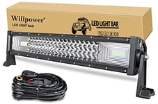 Willpower Bar a LED, 22'' 270W Triple rangée faisceau combiné Barre de Led avec 12V faisceau de câblage kit Rampe LED Phare Led Projecteur LED pour offroad Véhicules Voiture camions ATV