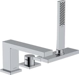 hansgrohe Tecturis E - Mitigeur baignoire 3 trous, Robinet baignoire 2 sorties avec guidage du flexible (sBox), Robinetterie bord de baignoire, Chromé, 73443000