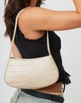 Curved Mini Croc Shoulder Bag