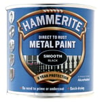 Hammerite Direct To Rust Metal Paint Smooth Black 250ml Tin 5084863