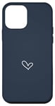 iPhone 12 mini Navy Blue - Simple Cute Elegant Hand Drawn Heart Case