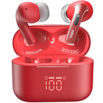 TOZO T20 Wireless Earbuds, Bluetooth Earphones 48.5 Hrs Playtime with LED Digital Display, IPX8 Waterproof, Dual Mic Call Noise Cancelling, 10mm Broad Range Speakers (In-Ear, Red)