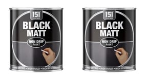 2x 151 Wood Metal Brick Interior Exterior Non-Drip Matt Paint 300ml - Black