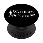 WanderMore avec bagage à roulettes et avion – World Traveler Nomad PopSockets PopGrip Interchangeable