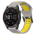 For Garmin Fenix 7S Sapphire Solar 20mm Two-Color Reverse Buckle Silicone Watch Band(Grey+Yellow)