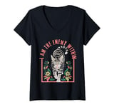 Womens I Am The Enemy Within Floral Fierce Cat Harris Walz V-Neck T-Shirt