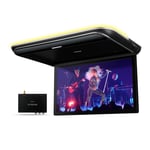 XTRONS 19.5“ HD Digital TFT 16:9 Screen Car Overhead Video Ultra-Thin Car Roof Mounted Player with Built-in HDMI/AV/USB Speakers and Colourful Aura Light (CM195HD+FV014)
