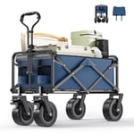 TTLIFE Chariot de Transport Pliable 100L, Charge de 110 kg, Poignée Réglable, Tissu Oxford 600D, Chariot Jardinage de Plage