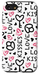 Coque pour iPhone SE (2020) / 7 / 8 Doodles Love Kisses de Saint-Valentin Clé à cœur Rouge/blanc