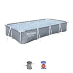 Kit Piscine hors sol tubulaire BESTWAY - Steel Pro™ - 366 x 201 x 66 cm - Rectangulaire (Inclus épurateur à Cartouche)