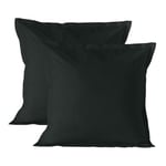 HappyFriday Lot de 2 taies d'oreiller Basic Noir 60 x 60 cm