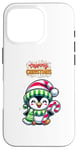 Coque pour iPhone 16 Pro Pull Moche de Noël - Pingouin Canne Sucre Flocons de neige