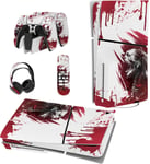 Autocollant Pour Ps5 Slim Console Standard Sticker Skin Pour Ps5 Slim Disc Edition,Autocollants Accessoires Pour Ps5 Manette Pour Ps5 Télécommande&casque&station De Charge-Zombie De Sang