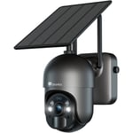 Ctronics - Caméra Surveillance WiFi Extérieure avec Panneau Solaire Caméra S20 4MP sans Fil sur Batterie Rechargeable Détection Humaine pir Noir