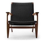 Carl Hansen - CH25, Oljad Valnöt, Svartflätat papperssnöre - Fåtöljer - Hans J. Wegner - Träfärgad - Naturmaterial/Trä