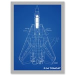 Grumman F-14 Tomcat US Airforce Fighter Plane Aircraft Blueprint Plan Artwork Framed Wall Art Print A4