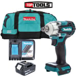 Makita DTW300 18V Brushless Impact Wrench + 1 x 5.0Ah Battery, Charger & LXT600