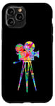 Coque pour iPhone 11 Pro Caméra vidéo Arc-en-ciel Art Splatter Film Lover Design