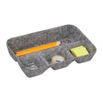 Relaxdays Organiseur de tiroir, Rangement pour Bureau, HxLxP : 5,5 x 29,5 x 19 cm, 4 Compartiments, Feutre, Gris Clair