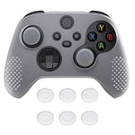 eXtremeRate PlayVital Housse en Silicone Grip pour Xbox Series X Manette,Coque de Protection Antidérapante Skin Grip avec Capuchon Joysticks pour Xbox Series S-Blanc Transparent(Édition Cloutée 3D)