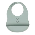 Nattou Bavoir en Silicone Avec Bol de Collecte, Lapin, Taille Réglable, Sans BPA, Environ 20 x 27 cm, Silicone, Vert