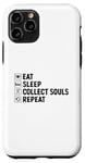 Coque pour iPhone 11 Pro Eat Sleep Collect Souls répète Grim Reaper Halloween