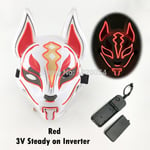 Uusi Luminous Halloween Party Mask EL Wire Hehkuva Maski Japanilainen Anime Cosplay LED Costume Fox Mask karnevaalijuhlatarvikkeisiin