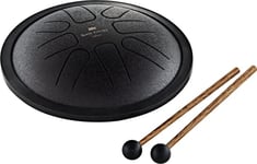 Sonic Energy Steel Tongue Drum – Small 7 Inch Tank Drum in F Minor – Stainless Steel Instrument for Meditation, Yoga, Kids – Including mallets and bag (SSTD1BK)