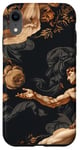 Coque pour iPhone XR Noir Art Déco Floral Michel-Ange Création Of Adam Sixtine