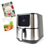 Health Kick 5 Litre Digital Air Fryer Stainless Steel 7 Presets Timer 1800W