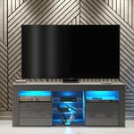 Modern TV Unit 145cm | Sideboard Cabinet | Dark Grey Gloss Doors | Free LED