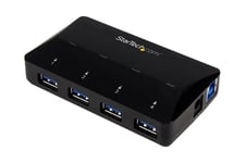 StarTech.com USB 3.0-hub med 4 portar plus dedicerad laddningsport - 1x 2,4 A-port - USB-växel - 4 portar