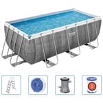 Piscine rectangulaire Power Steel 412x201x122 cm - Bestway - Acier - Filtre à cartouche - 8124 L